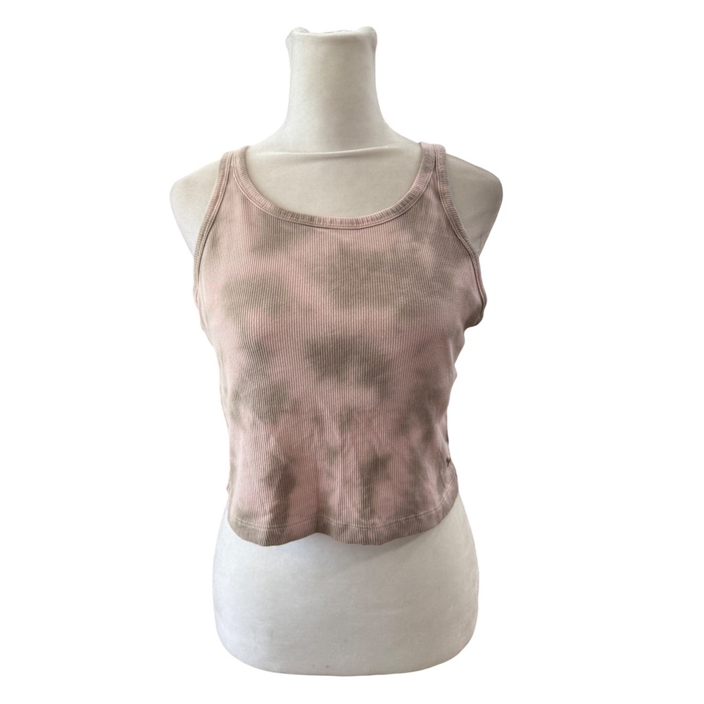 Victoria's Secret‎ PINK Ribbed Tie Dye Crop Tank Top Pink Grey Large